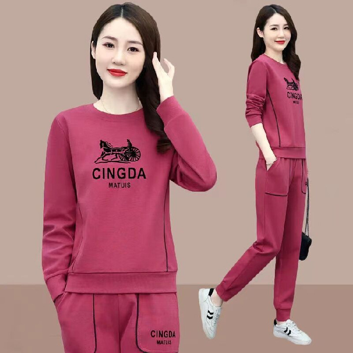 Picture of 787# spring and autumn sportswear suit women's 2022 new Korean style loose plus size women's casual fashion two-piece suit