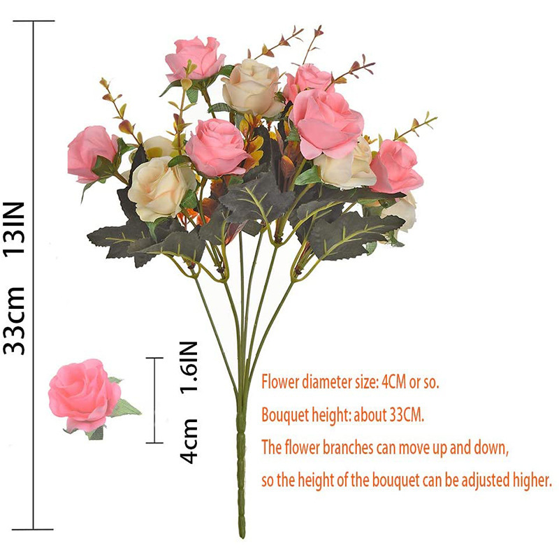 Picture of Cross-Border Amazon Artificial Flowers Artificial Rose Bouquet Plastic Silk Flowers Wedding Florals Export Decorative Flowers Artificial Flowers
