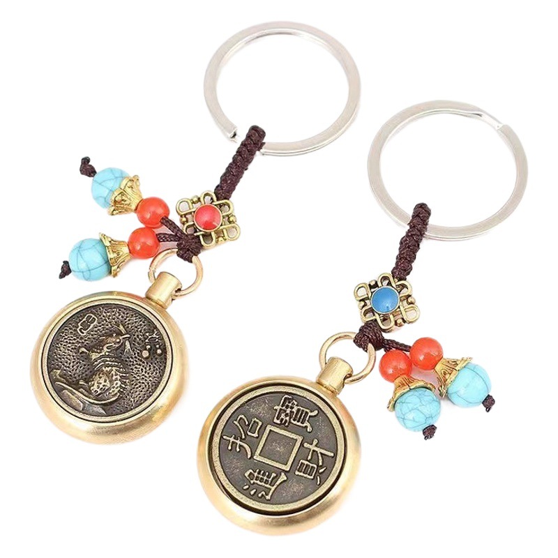 Brass Zodiac turn key pendant metal vintage car key ornaments stall scenic spot hot supply