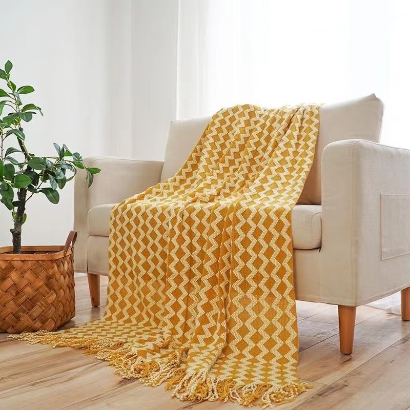 Nordic ins Knitted Blanket Double Color Single Office Sofa Blanket Bed End Towel Homestay Nap Simple Blanket
