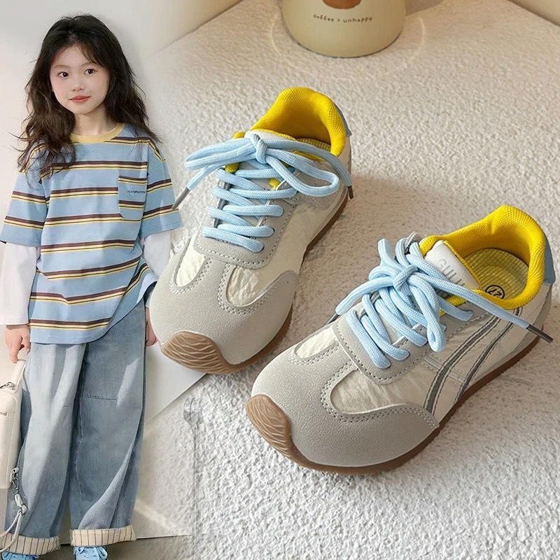 Girls' moral training shoes, children's sports shoes, spring and autumn, 2025, new versatile casual board shoes, boys' Forrest Gump shoes