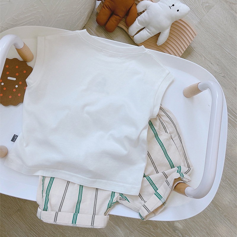 Picture of Pure Cotton Kidsren's Sleeveless T-Shirt 2025 New Fashion Casual Versatile Simple Cute Waistcoat Vest Top Summer