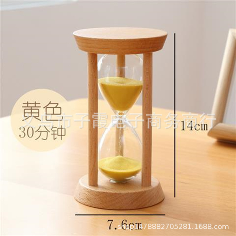 Picture of Wholesale Hourglass 30 Minutes Wooden Three-Column Round Small Hourglass Creative Time Timing Glass Hourglass Ornaments