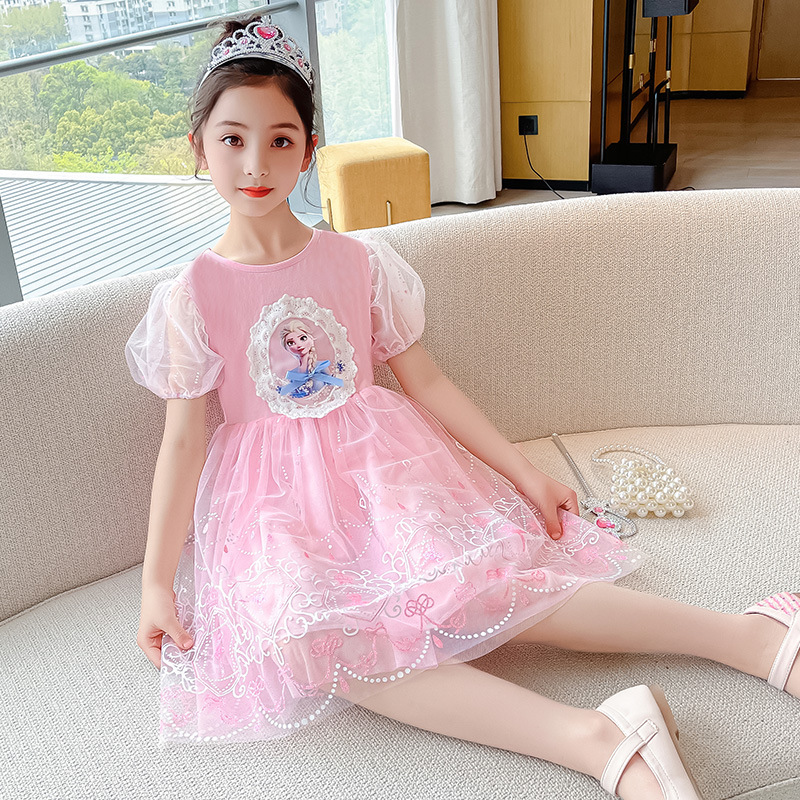 Picture of Girls Elsa Princess Skirt Children's Summer Frozen Dress Summer Dress Super Foreign Style Elsa Puff Veil Skirt