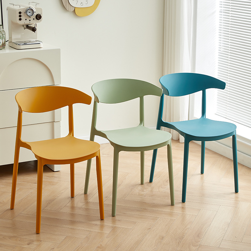 Picture of Modern Simple Plastic Chair for Home Use, Adult Chair with Backrest, Horn Chair, Cafe Dining Chair, Backrest Chair, Lightweight and Durable
