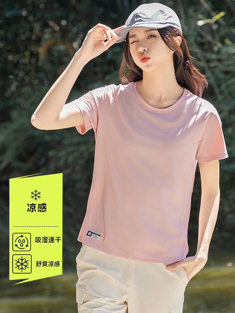 Outdoor Short-sleeved Running Quick-drying Clothes Women's Summer Nylon T-shirt Casual Breathable Round Neck Sports Quick-drying Work Clothes for Men