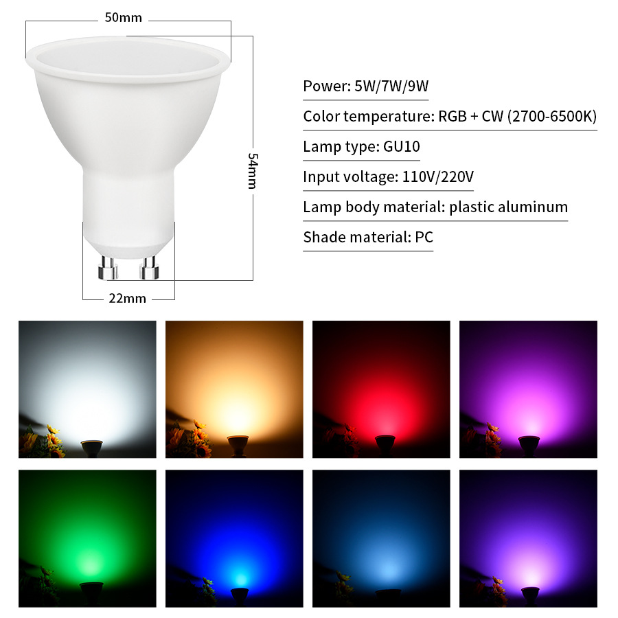 Picture of Graffiti WIFI Smart GU10 Lamp Cup RGCW Dimming Color Sound Control Spotlight Support Alexa Speaker Control