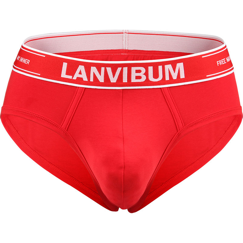 Picture of New Lanvibum Men's Underwear Briefs Cotton Mid-Waist Large Size Pure Color Sexy Trendy Men's Briefs