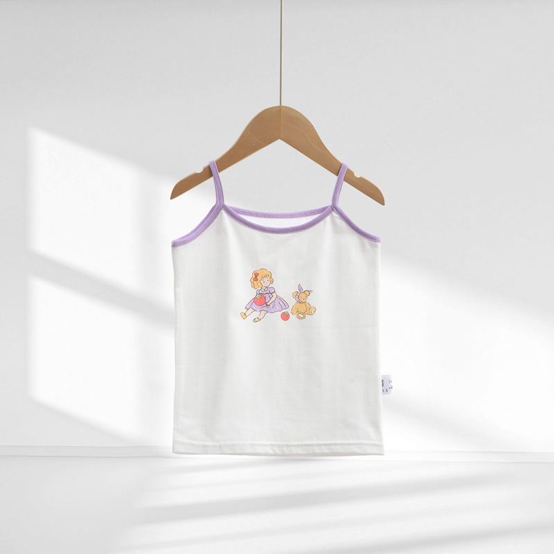 Picture of Y Autumn/Winter New Pure Cotton Girls' Camisole Cartoon Undershirt for Baby Girls, Mid-To-Large Children's Belly-Protecting Underwear Homewear