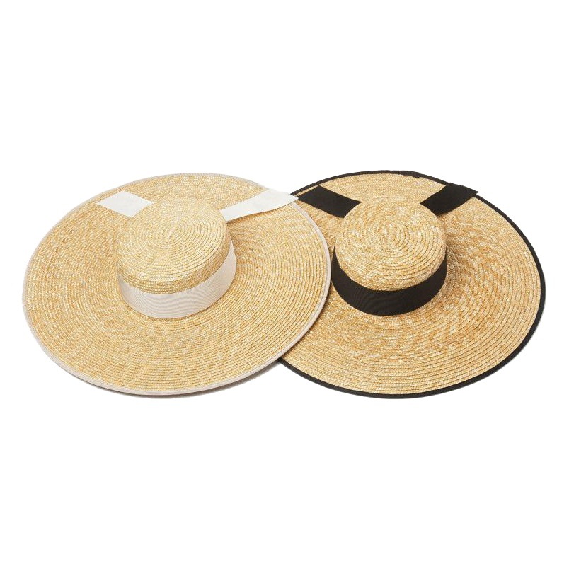 Europe and the United States spring and summer new bow decorative edging large eaves flat top straw hat travel sunscreen flat hat