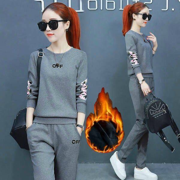 Spring and Autumn Sports suit Women's 2023 New Spring Long-sleeved Loose Elegant Fashion Trendy fleece-lined Sweatshirt Two-piece Set