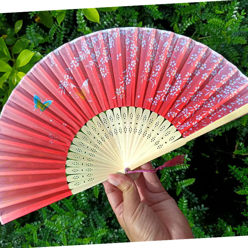 Picture of Folding Fan Bamboo Ancient Fan Student Girl Chinese Style Small Fan Scenic Spot Export Wholesale Retail Gift Decorative Fan