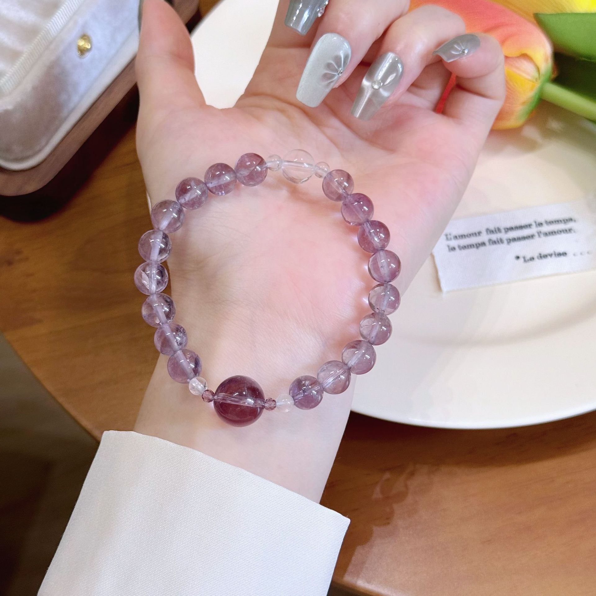 Natural Crystal Amethyst Single Circle Bracelet for Women Original Design Fashion Small Fresh Crystal Bracelet Wholesale