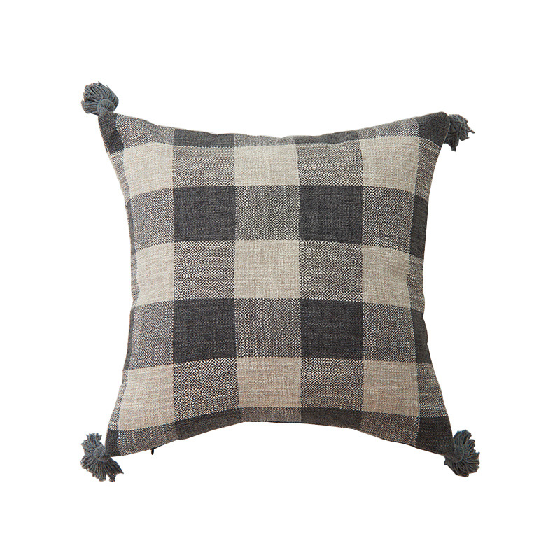 Picture of Xu Ai Thickened Cotton and Linen Texture Striped Plaid Multicolor Tassel Fashion Sofa Cushion Cover Factory in stock