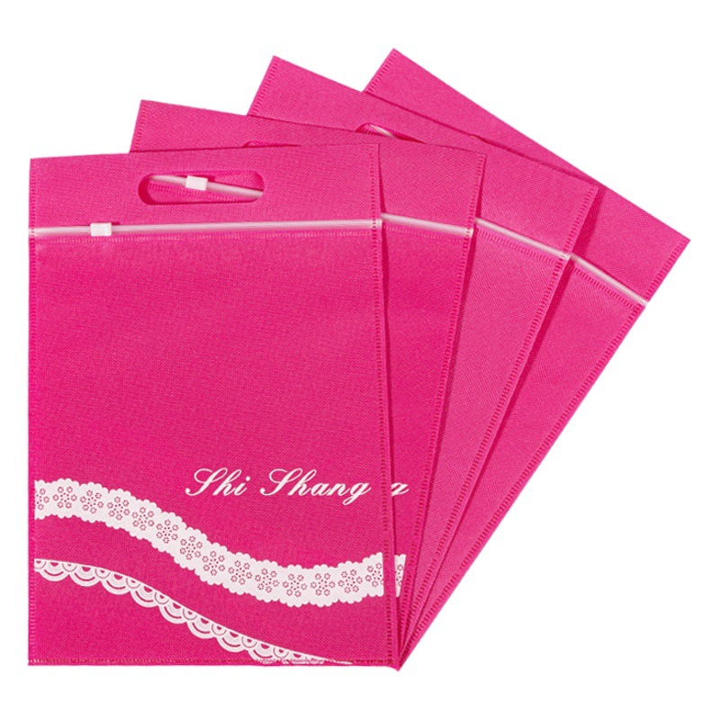 In stock non-woven zipper bag cpp women's underwear storage bag portable clothing socks packaging bag printed logo