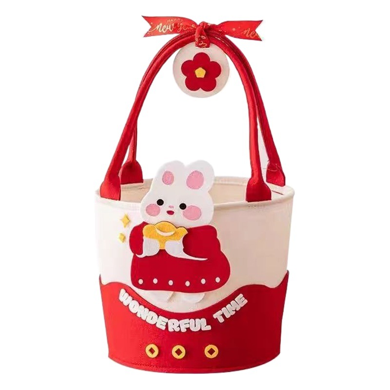 Rabbit year baby one month old 100-day banquet cartoon portable gift bag children's year-old packing box felt bag with hand gift bag