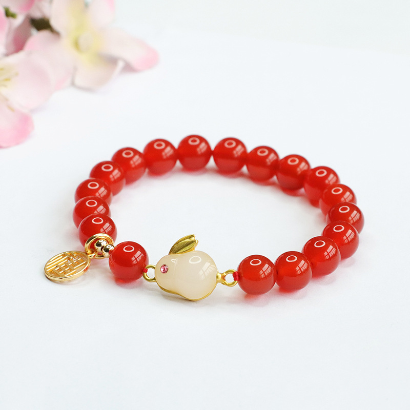 Jiyu natural agate rabbit bracelet red agate rabbit year bracelet jewelry jewelry live generation MN2121408