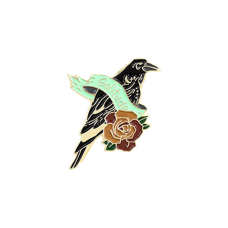 Picture of Foreign trade jewelry animal series alloy brooch creative cartoon crow flying modeling paint badge wholesale