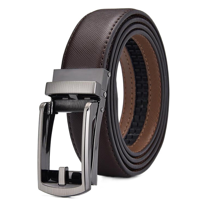 Genuine Leather Automatic Buckle Belt Wholesale Business Export Cross-Border Amazon Belt Men's High-End Cowhide Belt