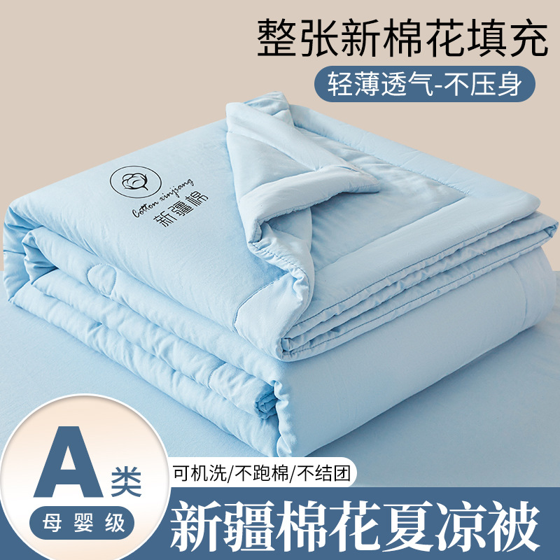 Picture of Xinjiang Pure Cotton Summer Cool Quilt Summer Air-Conditioned Quilt Double Thin Quilt Dormitory Single Student Machine Washable Quilt Core
