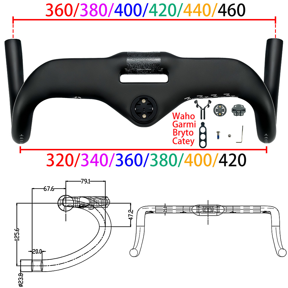 All-in-line 7-degree professional competition level competitive full carbon fiber handlehold road bicycle handlehold with dial