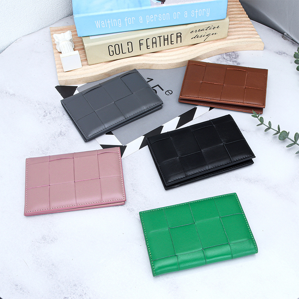 Picture of Genuine Leather Women's Passbook Bag New Fashion Sheepskin Woven Folding Passbook Cover Card Certificate Storage Protection Leather Cover