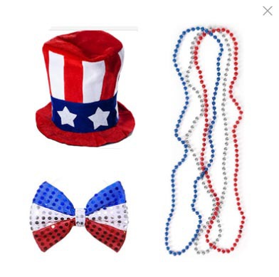 Picture of Cross Border US Independence Day Carnival Party Sequin Hat Beaded Tie Glasses Uncle Sam Hat Dress Up