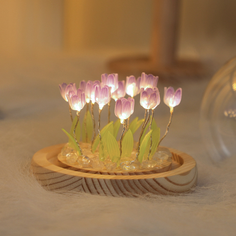 Picture of Tulip Night Light Handmade DIY Material Kit Creative Desktop Atmosphere Lamp Ornament Gift for Girls Mid-Autumn Festival Gift