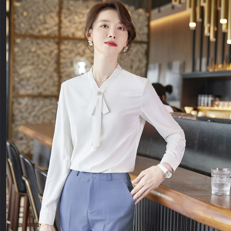 New Summer OL Business Wear Women's Short-sleeved Shirt Slim-fit Women's Shirt Jewelry Store Hotel White Collar Work Clothes