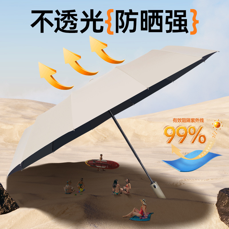 Picture of Full-automatic rain and shine dual-purpose umbrella men's and women's folding umbrella reinforced sunscreen large number wholesale advertising umbrella custom logo