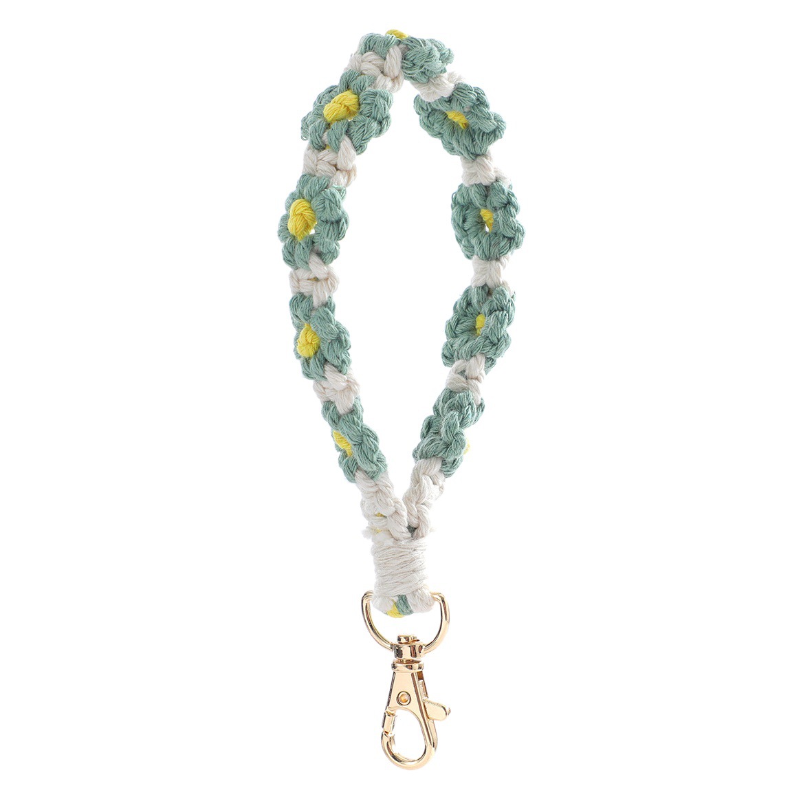 Bohemian hand-woven daisy flower keychain contrast color key chain bracelet pendant mobile phone chain accessories