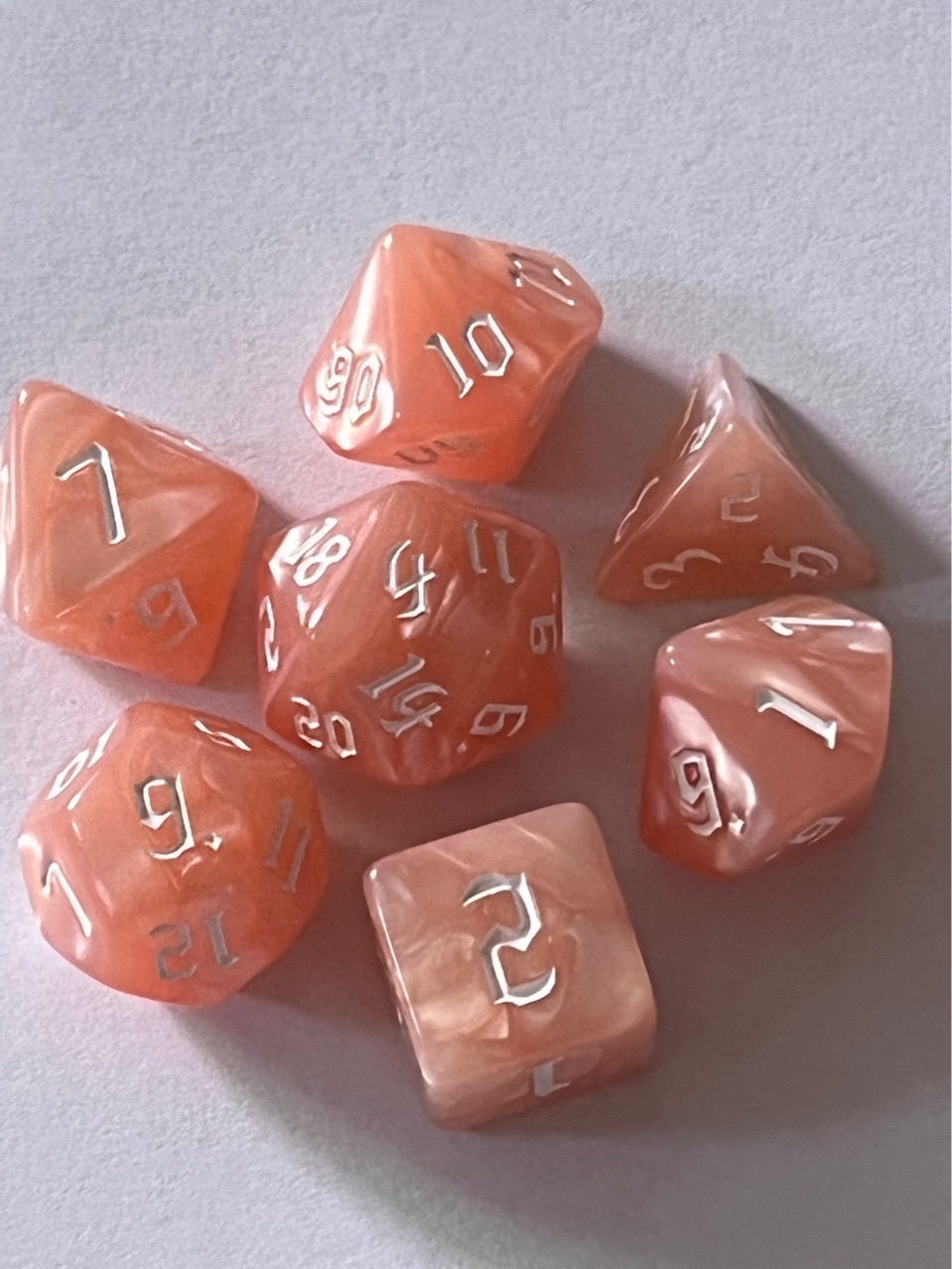 Picture of 7 sets of new font Pearl pattern Macron color series multi-sided dice digital dice DND PRTG running group tour