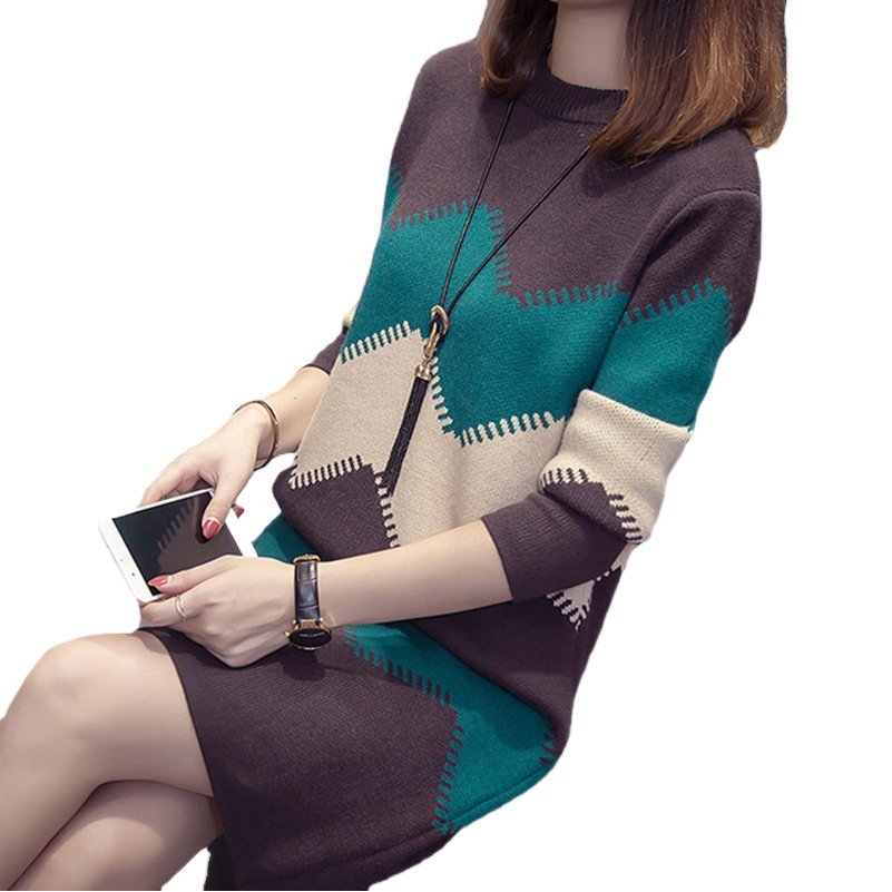 Autumn and Winter 2024 New Women's Mid-length Sweater Base Shirt Loose Outfit Western Style All-match Knitted Top