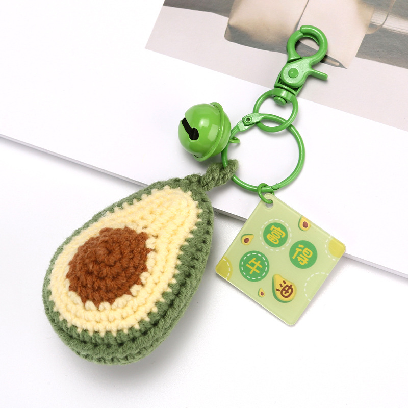 Picture of Wool knitted fruit keychain pendant avocado watermelon mango kiwi fruit hanging bag accessories gift