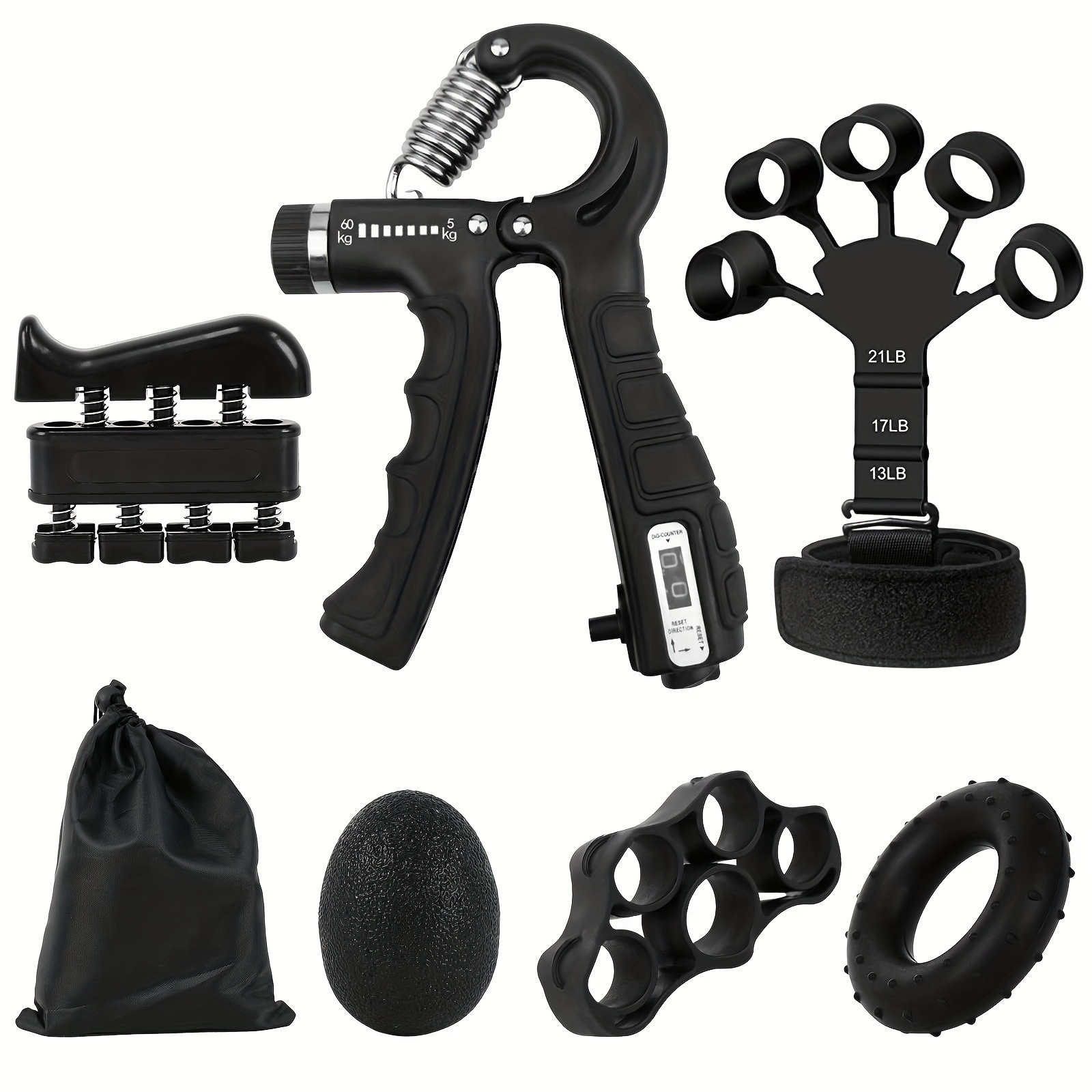 Picture of Adjustable Grip Strength Set, Hand Trainer, Grip Ring, Finger Exerciser, Combination Fitness Supplies, Five-Piece Set