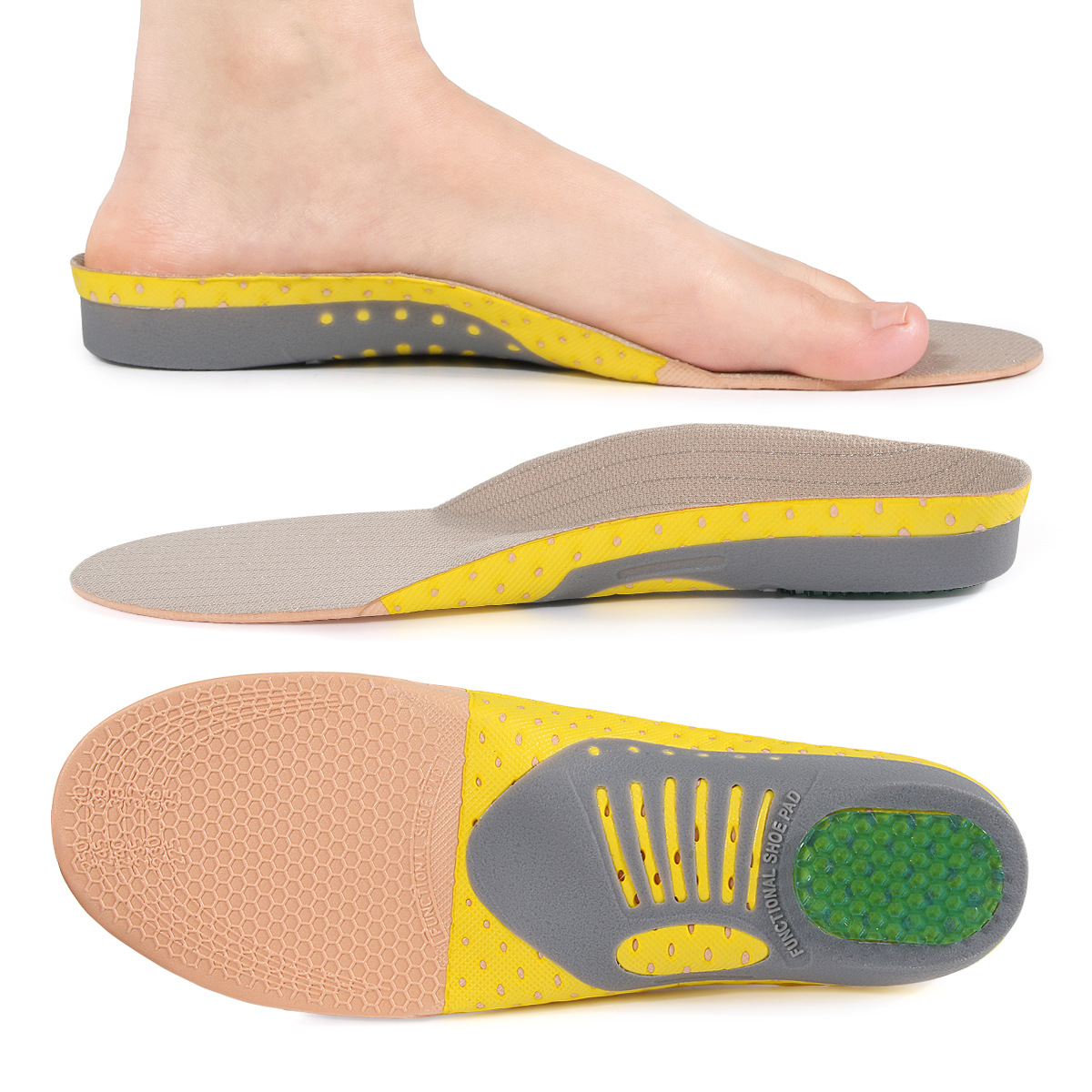 Arch Flat Support Eva Insole Breathable Sweat-Absorbent Shock-Absorbing Arch Support Basketball Running Sports Adjustable Insole