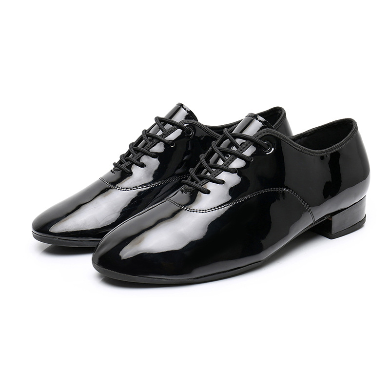 Picture of New Men's Outdoor Rubber Black Modern Dance Shoes Bright Leather Ballroom Dance Ballroom Dance Shoes Square Dance Low Heel Dance