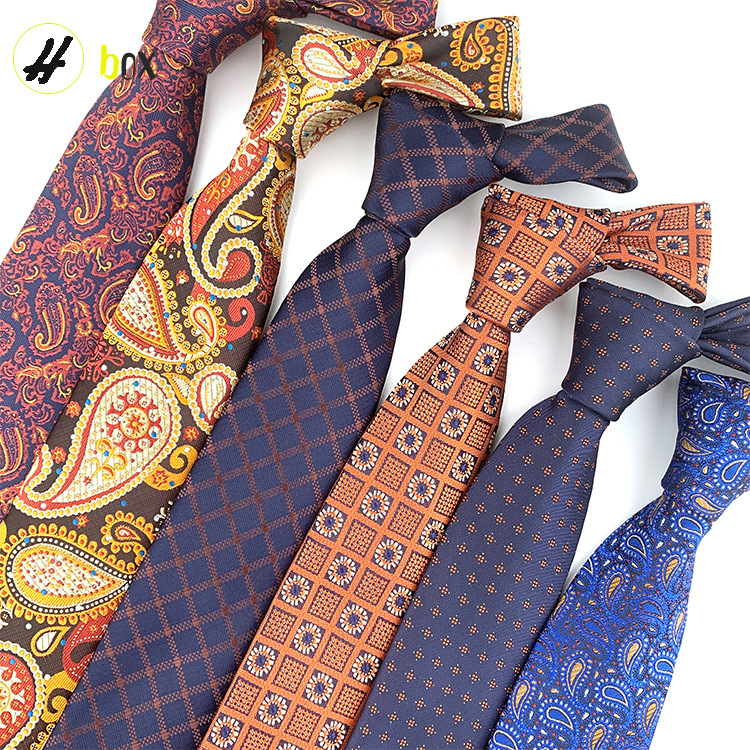 Picture of in stock wholesale men's tie polyester yarn-dyed jacquard fabric business formal wear casual fashion suit accessories