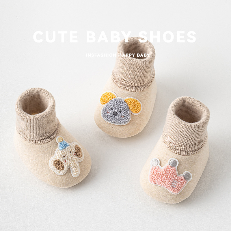 Newborn baby 0-1-2 years old cotton step shoes spring and autumn indoor non-slip toddler floor socks shoes