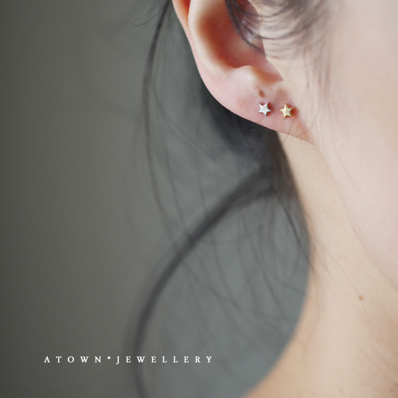Picture of Mini Star 925 sterling silver stud earrings female sleeping do not need to pick students small exquisite ear bone nails female