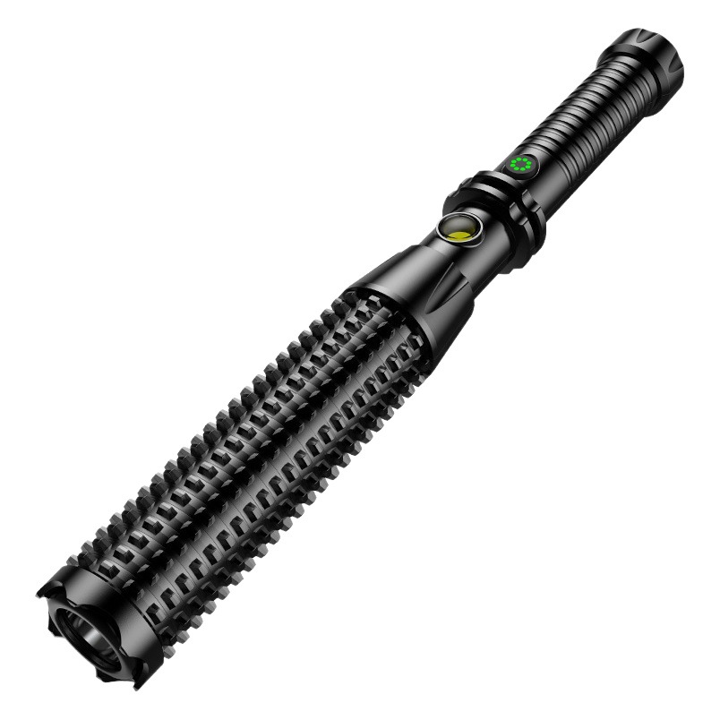 New outdoor campus patrol wolf tooth stick self-defense side light luminous flashlight station lamp power display flashlight