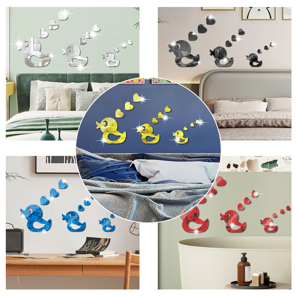 1mm thick acrylic cute duck mirror stickers SM241 cross-border children's bathroom 3 small ducks mirror stickers