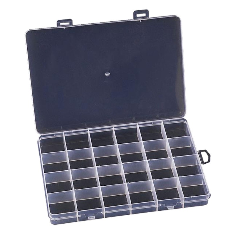 Fixed 24 grid transparent storage box jewelry box hairpin fishing gear beaded rice beads desktop finishing plastic storage box