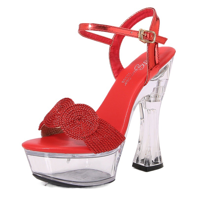 10365-A73 14cm high luminous chunky heel wedge sandals women's summer non-slip platform sexy all-match sandals