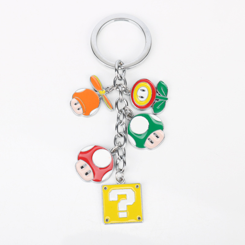 Mario Color Metal Mushroom Doll 5 Pendant Cartoon Keychain Bag Pendant Creative Small Gift