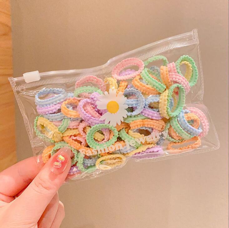 Picture of Children's rubber band does not hurt hair color canned lace rubber band girls high elastic hair band baby head rope