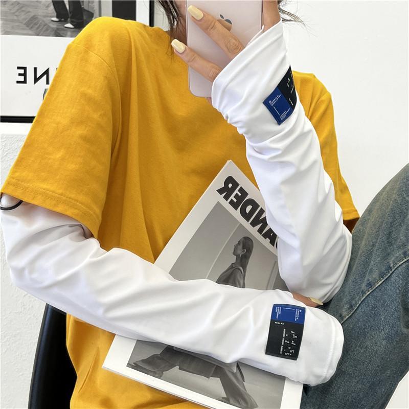 Picture of Summer Solid Color Sun Protection Sleeves Loose Ice Silk Driving Cycling Ice Sleeves Adjustable UV Protection Arm Sleeves