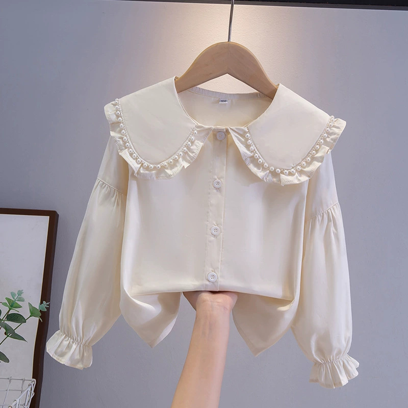 Picture of Children's Shirt White Long Sleeve Spring and Autumn Class Clothing Performance Clothing Lace Girl Student Clothing 2024 New Style Girl's Spring and Autumn