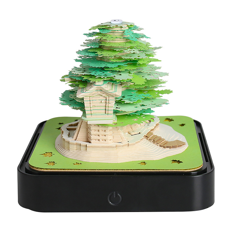 Picture of Cross-Border Christmas Gift Tree House Paper Carving Calendar Desktop Ornament Business Meeting Cultural and Creative Souvenir 3D Stereo Sticky Notes