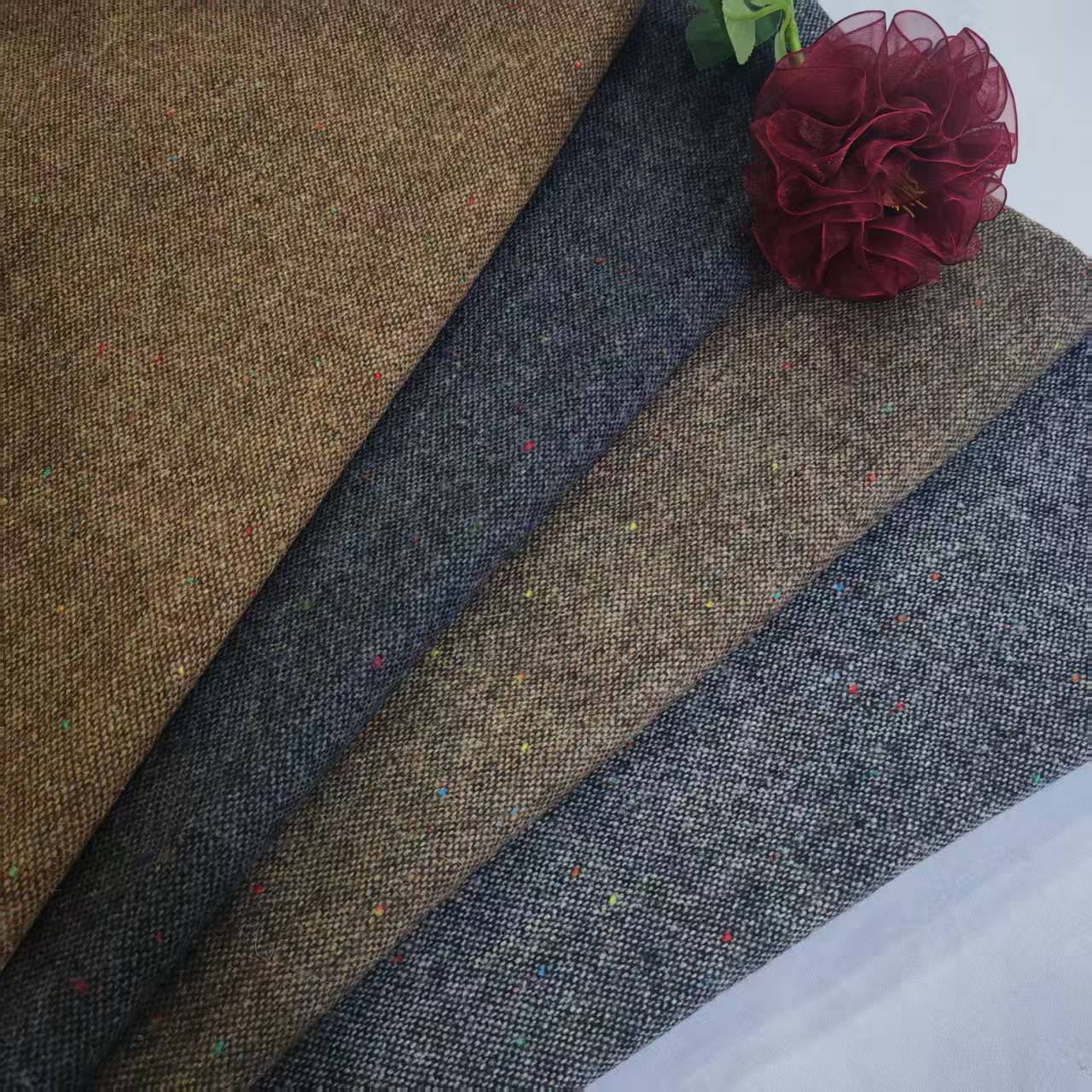 Shaoxing factory spot 25 wool colored steel tweed fashion suits, shoes hats, bags, coarse woolen fabrics